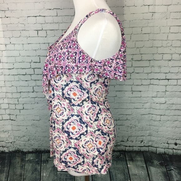 Banana Republic Modal Tank Top S Boho Whimsy Romantic Feminine Ruffle Coquette - Picture 2 of 9